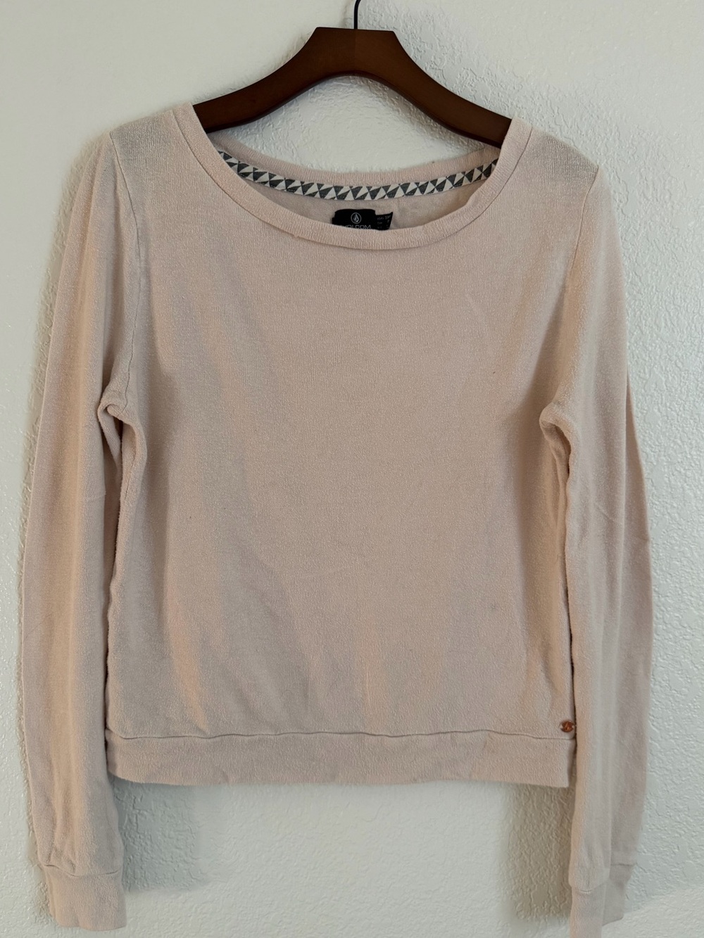 Volcom Lived In Lounge Blush Pink Pullover Sweater S